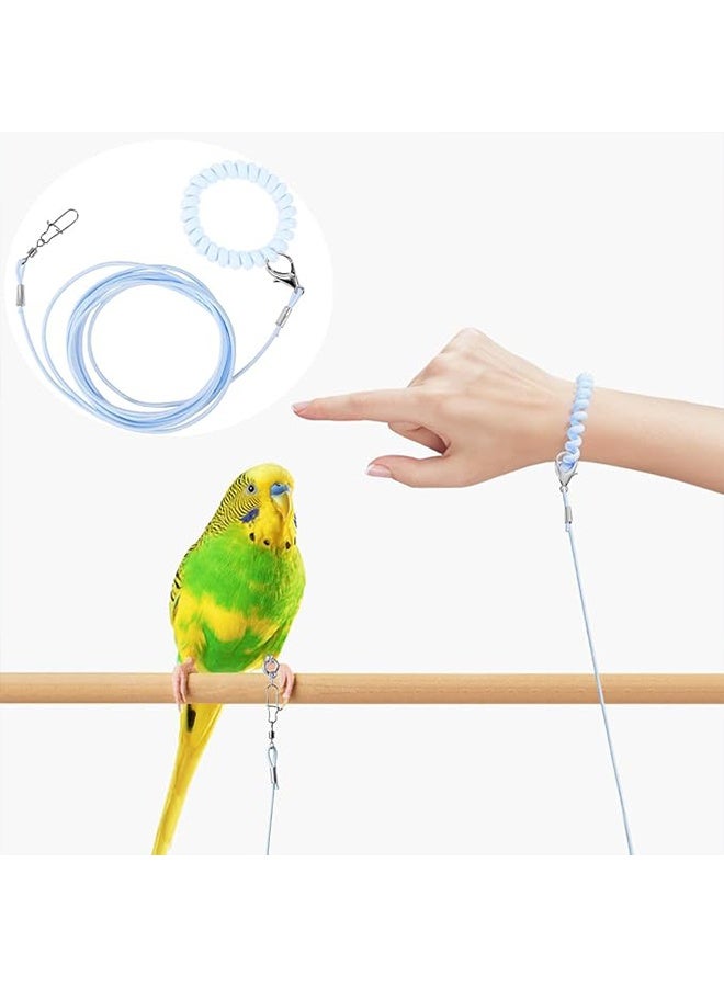 حبل تدريب الطيور، حبل طيران قابل للتعديل للببغاء، حبل جرّ طيران عالمي، أداة متينة للرحلات، لعبة تدريب خارجية للطيور، الببغاء، الكوكاتيل، الببغاء الصغير، اللوري، حبل طيران مرن بطول 3 أمتار، حلقة قدم رقم 6، أزرق - Image 3